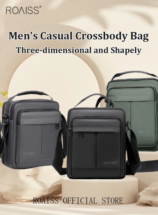 Men Casual PU Leather Crossbody Bag Vertical Type Square Type Shoulder Bag Men Zipper Buckle PU Leather Messenger Bag Crossbody Shoulder Bag Vintage Handle Bags