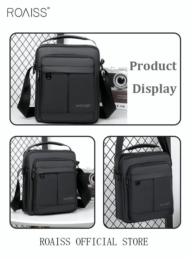 Men Casual PU Leather Crossbody Bag Vertical Type Square Type Shoulder Bag Men Zipper Buckle PU Leather Messenger Bag Crossbody Shoulder Bag Vintage Handle Bags