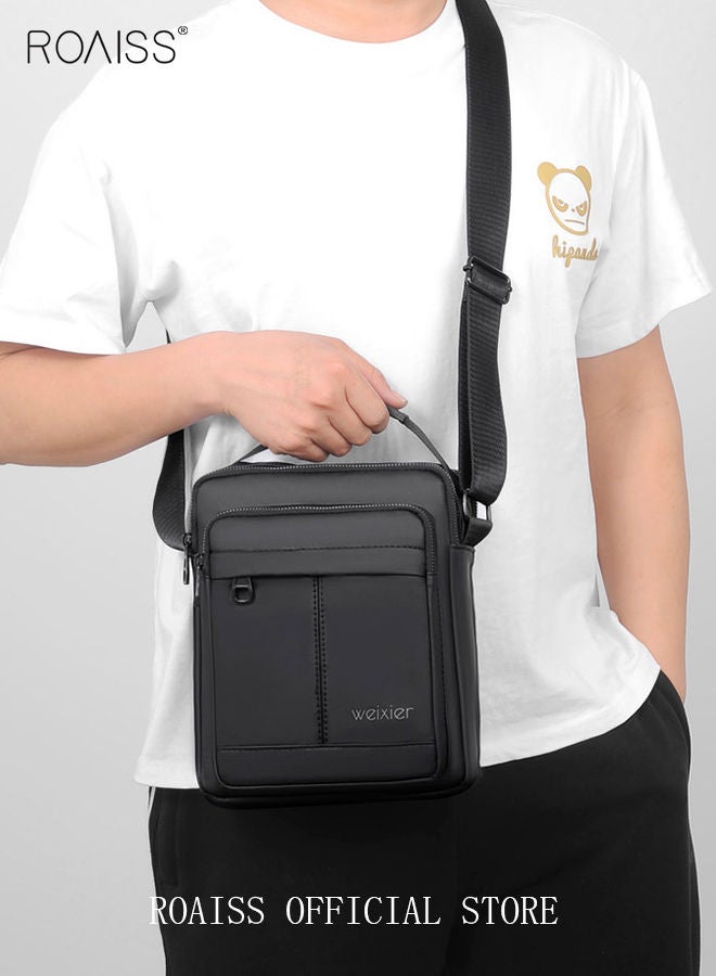 Men Casual PU Leather Crossbody Bag Vertical Type Square Type Shoulder Bag Men Zipper Buckle PU Leather Messenger Bag Crossbody Shoulder Bag Vintage Handle Bags