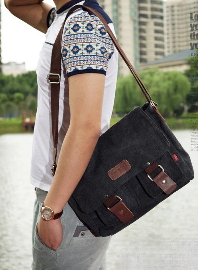 Men's Retro Casual Canvas Shoulder Bag Large Capacity Rough Denim Messenger Bag