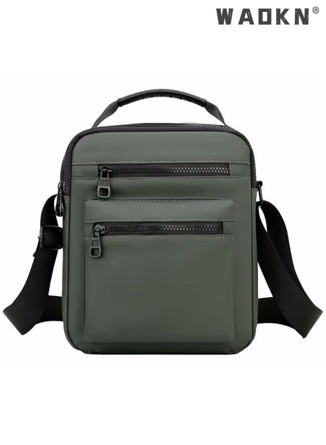 Men High Quality boys Crossbody Bag Minimalist Wear-Resistant Oxford Crossbody/Shoulder Bag with Adjustable Strap and Top Handle Multi-layer Functional New Trends Fashion Handbag for Men Green