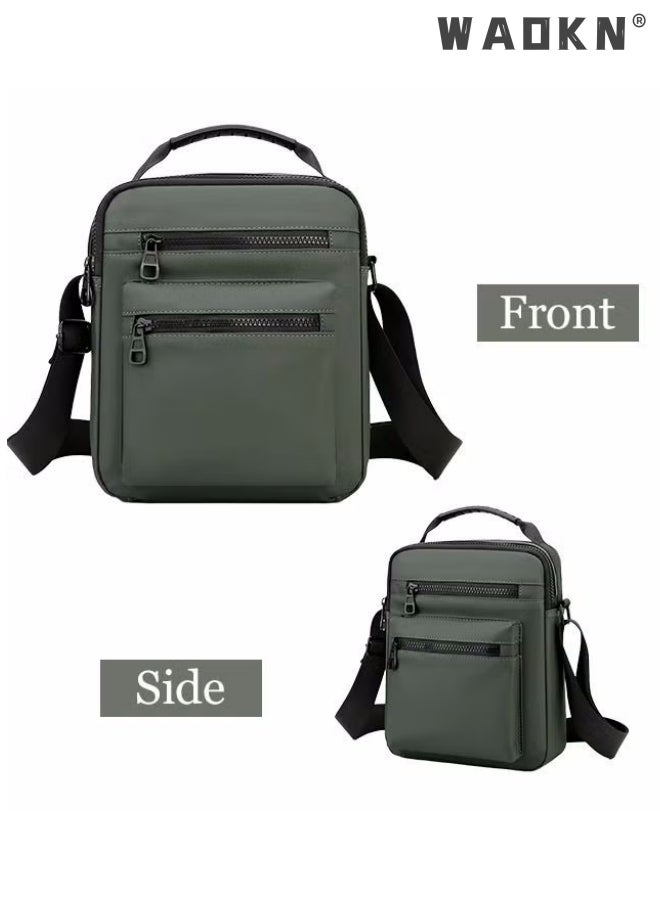 Men High Quality boys Crossbody Bag Minimalist Wear-Resistant Oxford Crossbody/Shoulder Bag with Adjustable Strap and Top Handle Multi-layer Functional New Trends Fashion Handbag for Men Green