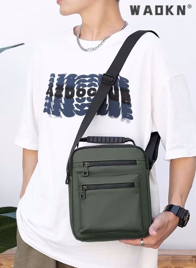 Men High Quality boys Crossbody Bag Minimalist Wear-Resistant Oxford Crossbody/Shoulder Bag with Adjustable Strap and Top Handle Multi-layer Functional New Trends Fashion Handbag for Men Green