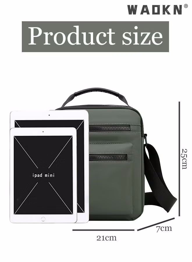 Men High Quality boys Crossbody Bag Minimalist Wear-Resistant Oxford Crossbody/Shoulder Bag with Adjustable Strap and Top Handle Multi-layer Functional New Trends Fashion Handbag for Men Green