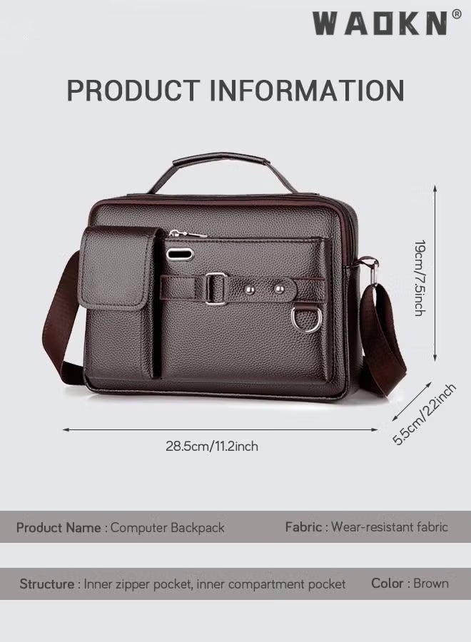 Men Crossbody Shoulder Bag Business Messenger Shoulder Bag PU Leather Retro Chic Handbag Casual Portable Zipper Crossbody/Shoulder Bag Husband Gift Leather Small Bag Vintage Business Leather Crossbody