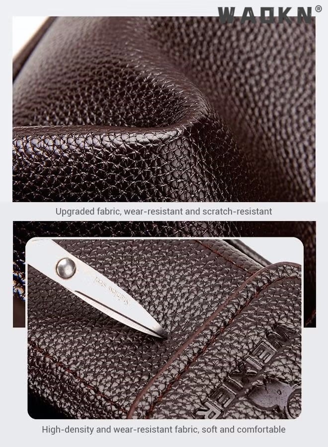 Men Crossbody Shoulder Bag Business Messenger Shoulder Bag PU Leather Retro Chic Handbag Casual Portable Zipper Crossbody/Shoulder Bag Husband Gift Leather Small Bag Vintage Business Leather Crossbody