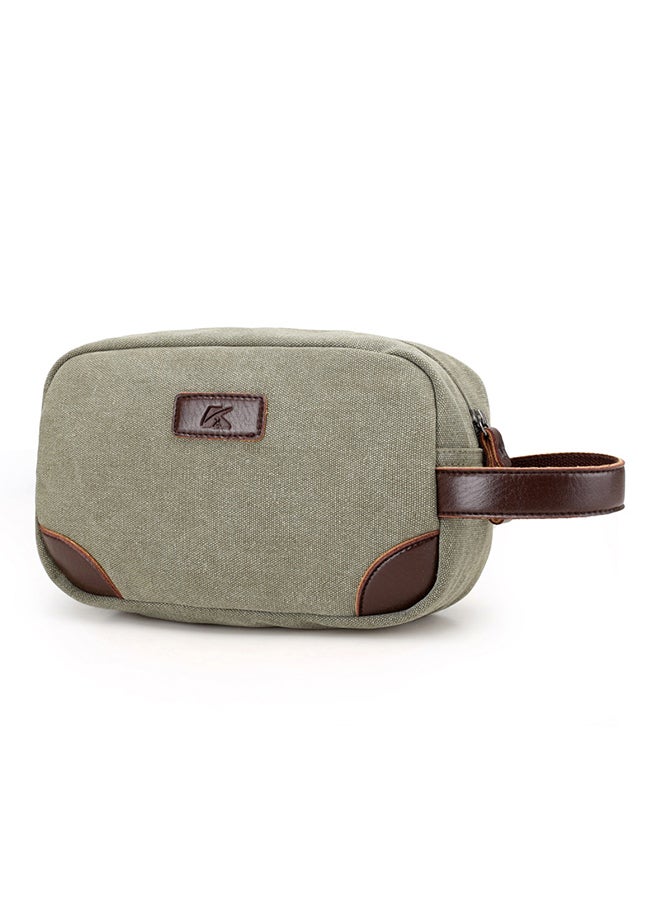 Zipper Closure Canvas Wallet Green