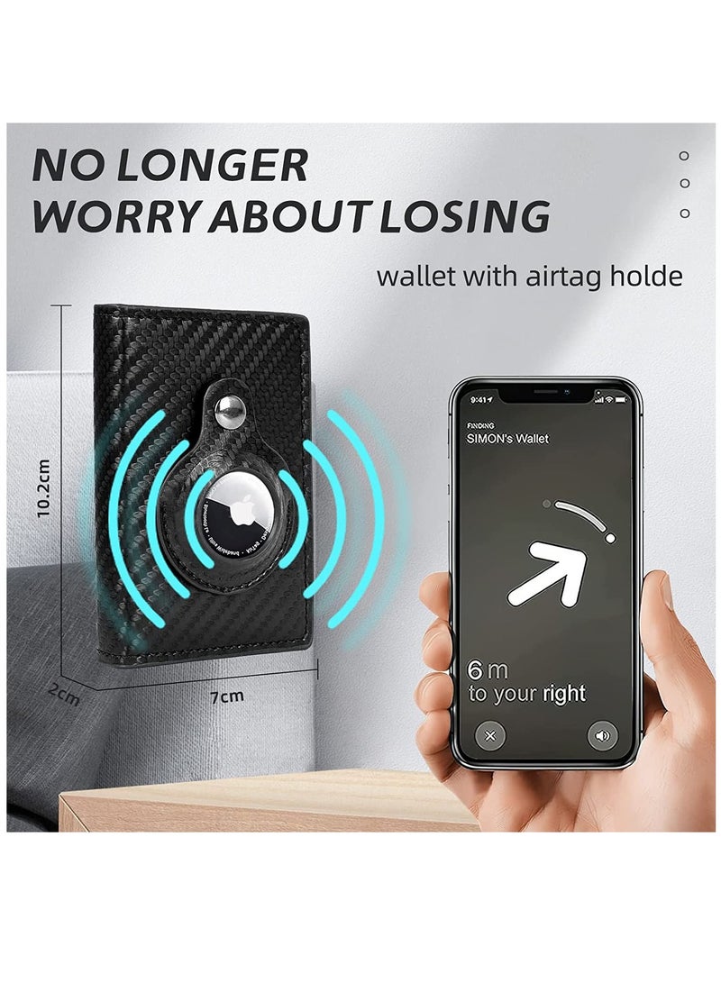 AirTag Wallet for Men Card Holder RFID   Blocking Smart Air Tag Leather Wallet with Apple Airtag Holder