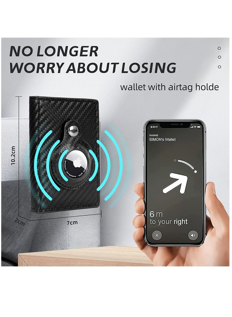 AirTag Wallet for Men Card Holder RFID   Blocking Smart Air Tag Leather Wallet with Apple Airtag Holder