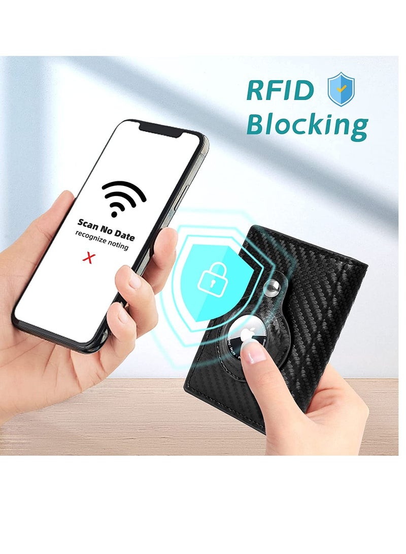 AirTag Wallet for Men Card Holder RFID   Blocking Smart Air Tag Leather Wallet with Apple Airtag Holder