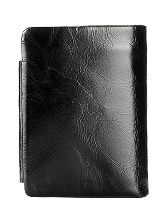 Leather Trifold Wallet Black