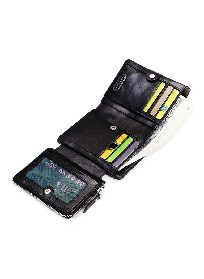 Leather Trifold Wallet Black