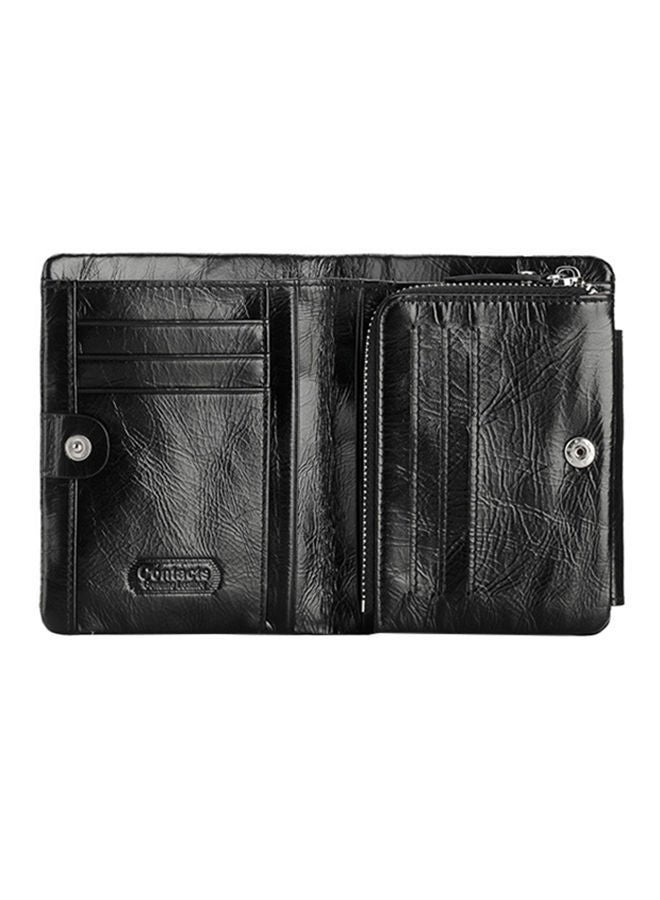 Leather Trifold Wallet Black