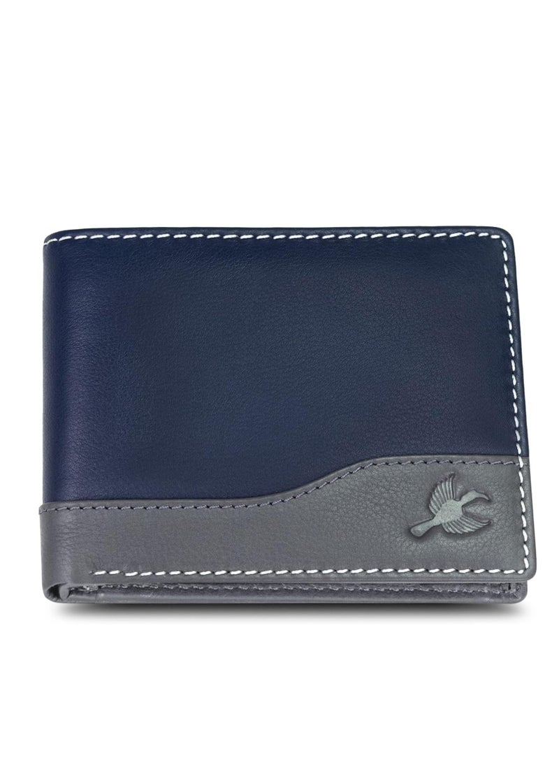 Buttler Men's Navy Genuine Leather RFID Blocking Wallet