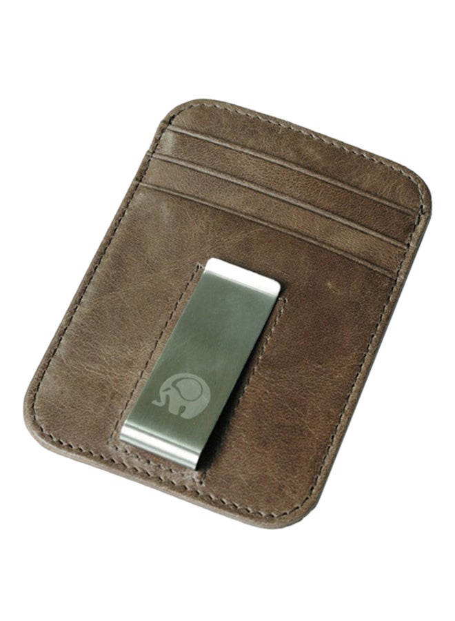 Slim Soft Retro Leather Card Holder Money Clip Brown