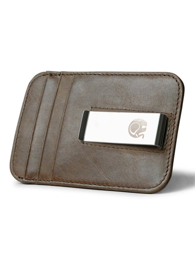 Slim Soft Retro Leather Card Holder Money Clip Brown