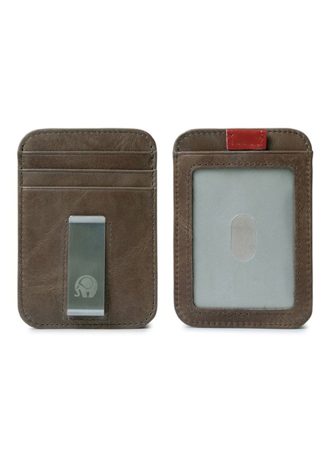 Slim Soft Retro Leather Card Holder Money Clip Brown