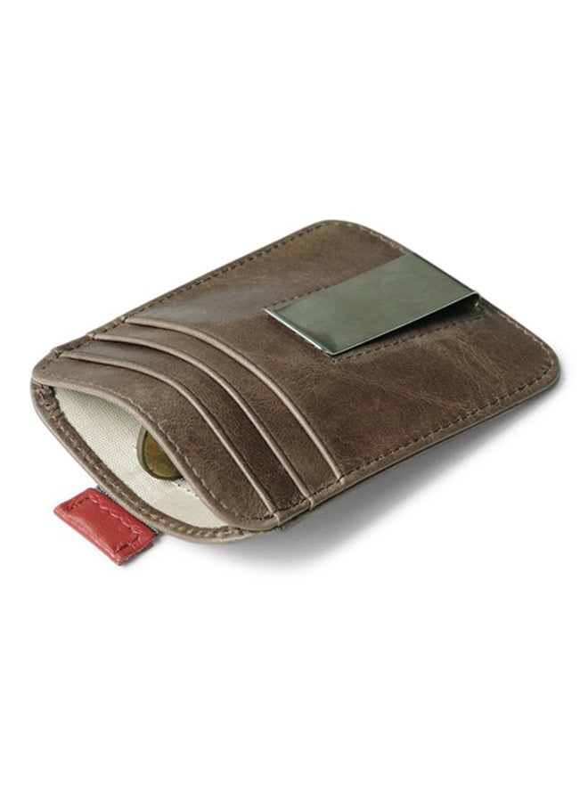 Slim Soft Retro Leather Card Holder Money Clip Brown