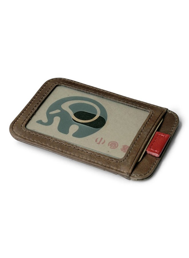 Slim Soft Retro Leather Card Holder Money Clip Brown