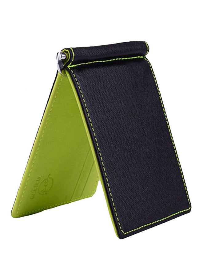 Faux Leather Bi-Fold Money Clip Green/Black