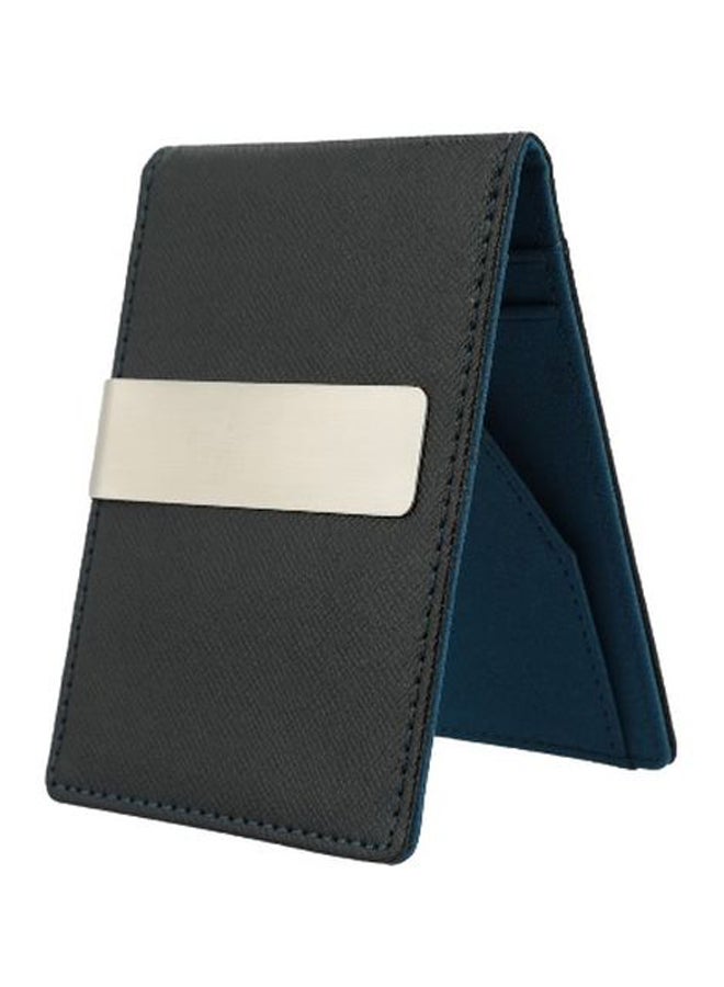 Faux Leather Card Holder With Clip White/Black