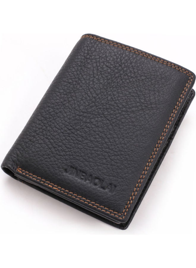 Multi Functional Large Capacity Vertical Multi Card Leather Wallet Black