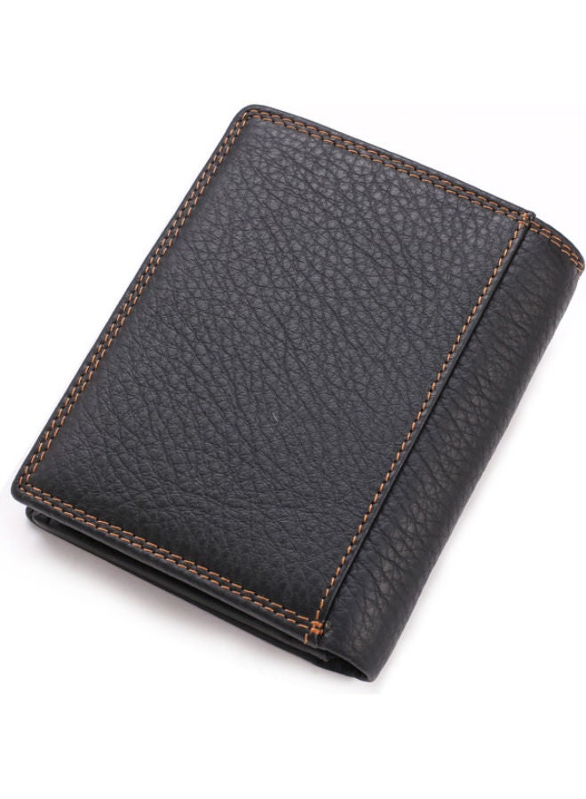 Multi Functional Large Capacity Vertical Multi Card Leather Wallet Black