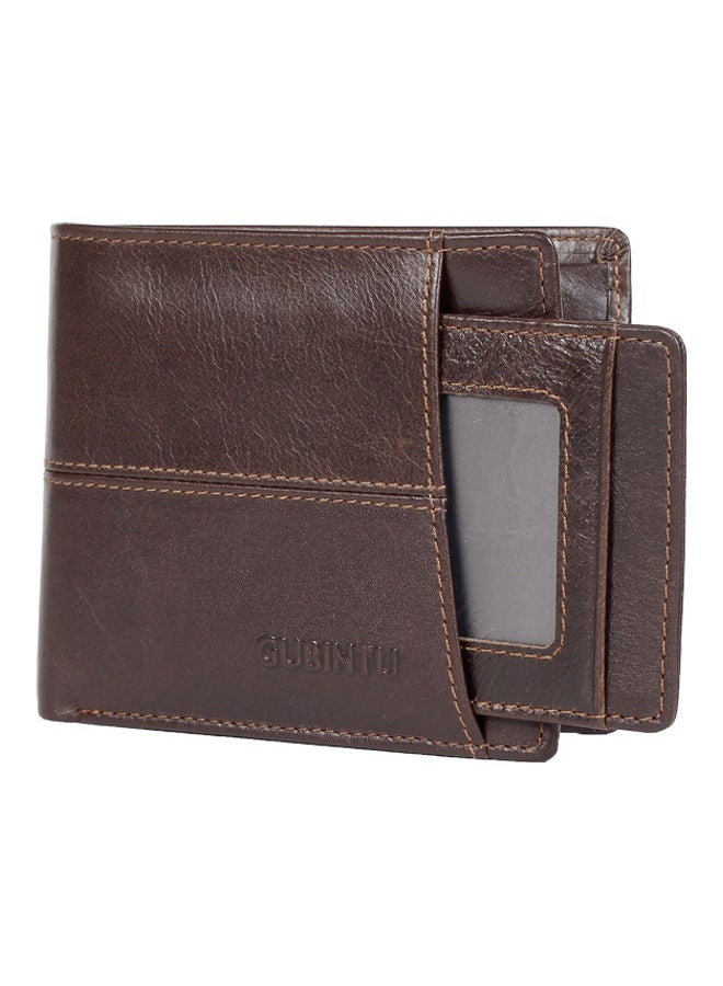 Retro Style Leather Short Vertical Pull Card Top Wallet Brown