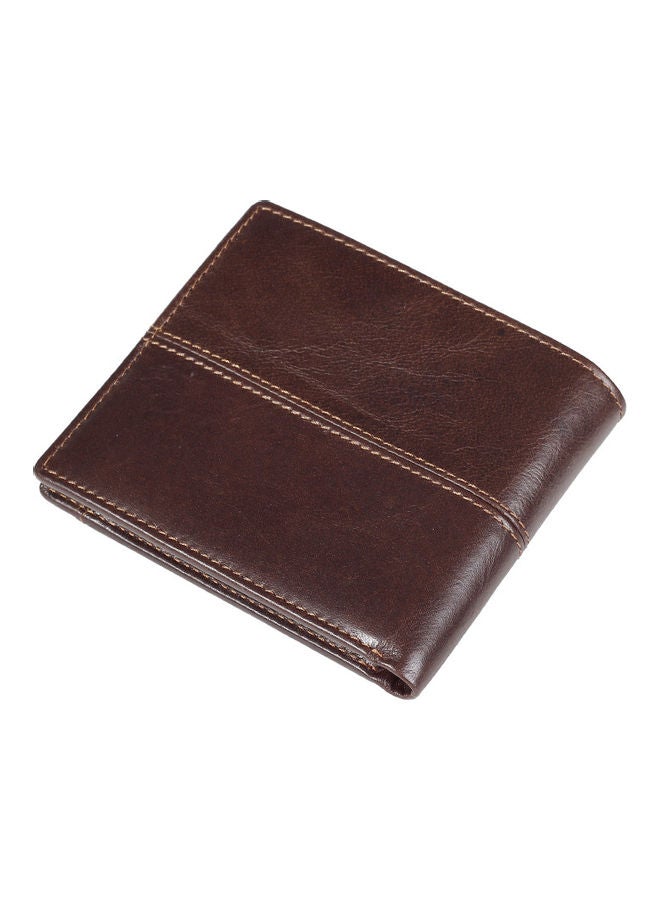 Retro Style Leather Short Vertical Pull Card Top Wallet Brown