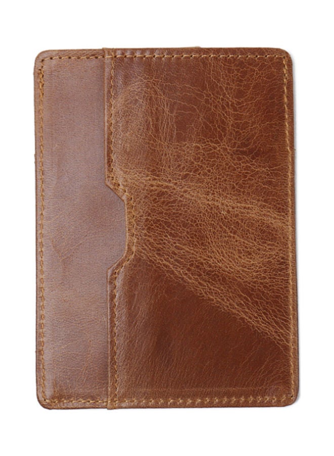 Anti Magnetic Head Layer Ultra Thin Leather Card Bag Brown