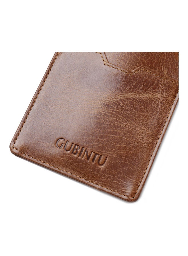 Anti Magnetic Head Layer Ultra Thin Leather Card Bag Brown