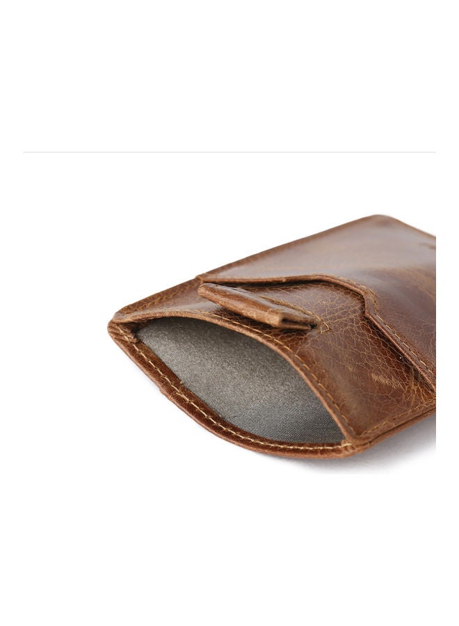 Anti Magnetic Head Layer Ultra Thin Leather Card Bag Brown