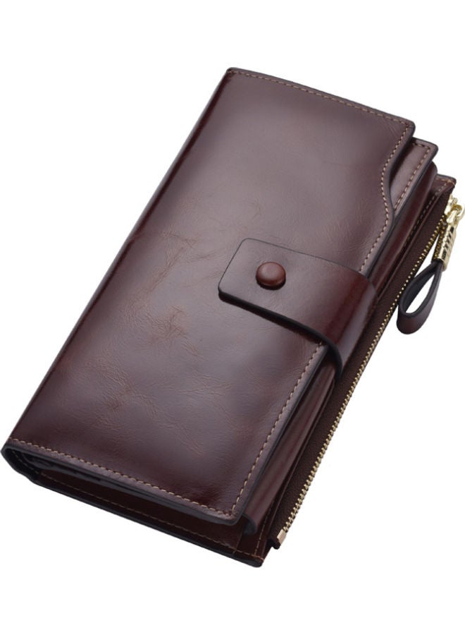 Antimagnetic Leather Purse Dark Coffe