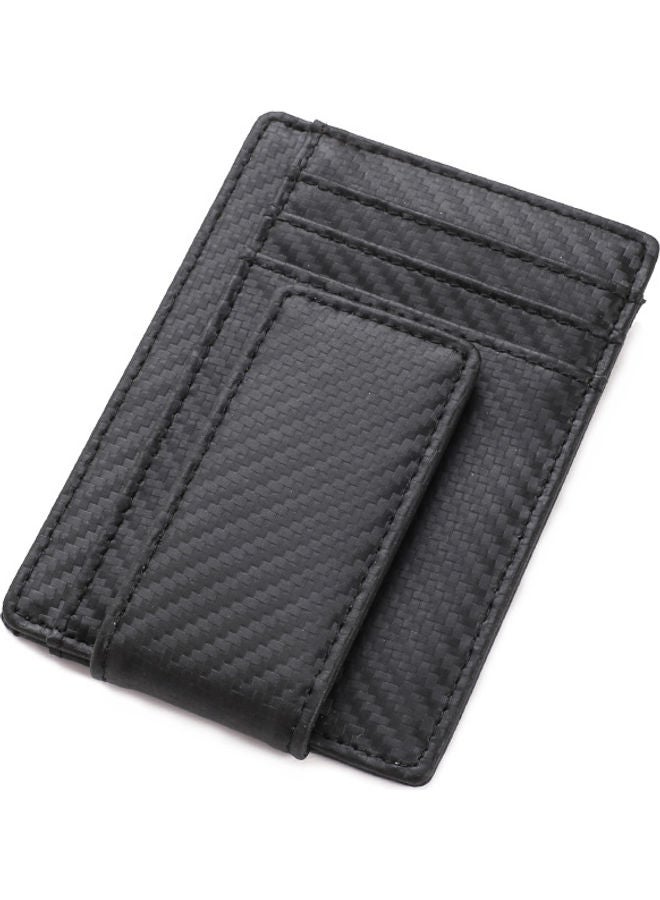 Snap Detail Leather Wallet Black