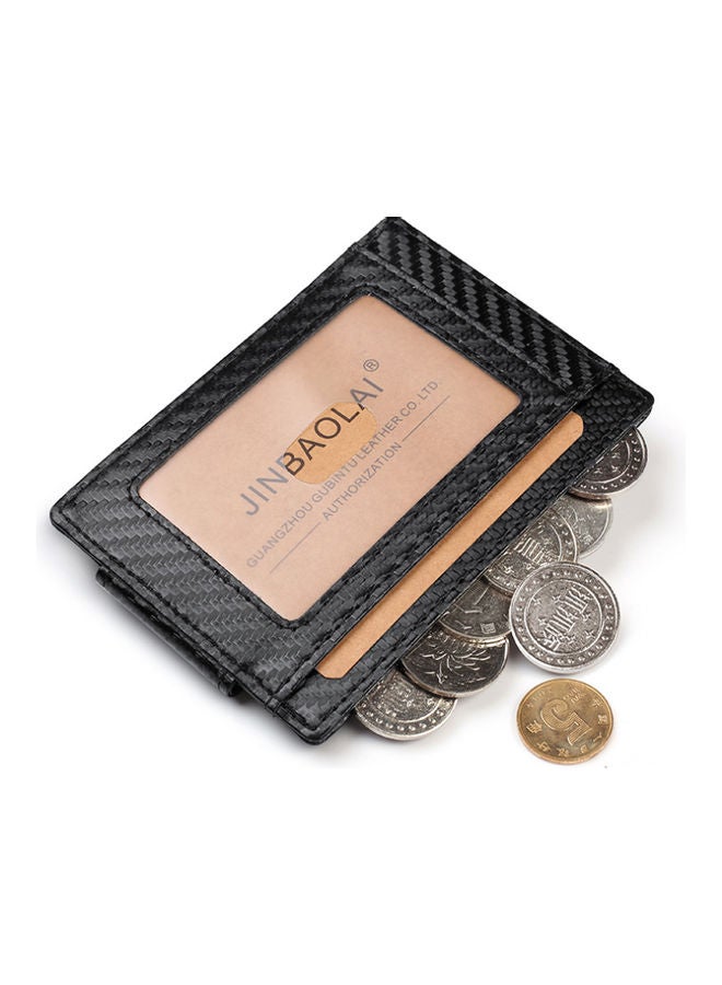 Snap Detail Leather Wallet Black