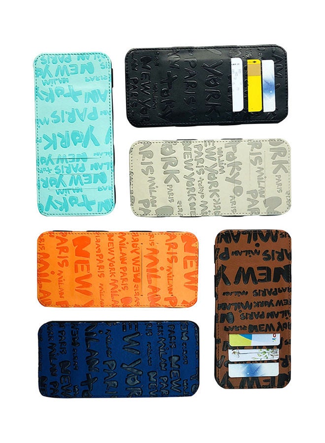Unisex Letter Print Faux Leather Money Cash Clip Wallet ID Credit Card Holder Blue