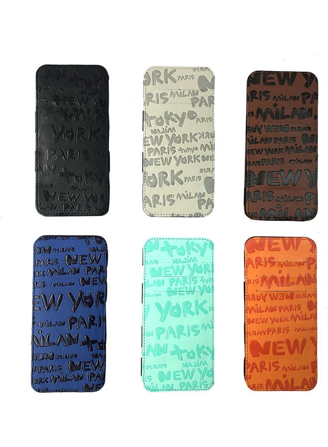 Unisex Letter Print Faux Leather Money Cash Clip Wallet ID Credit Card Holder Blue