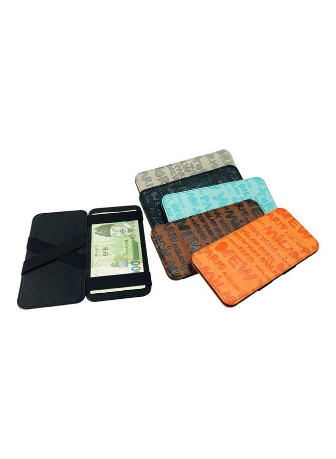 Unisex Letter Print Faux Leather Money Cash Clip Wallet ID Credit Card Holder Blue