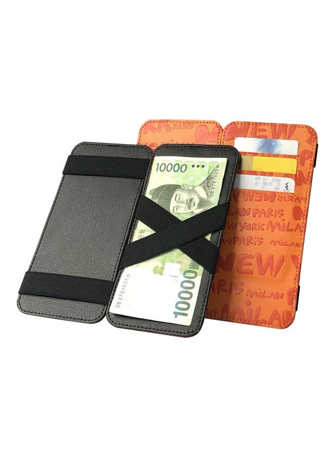 Unisex Letter Print Faux Leather Money Cash Clip Wallet ID Credit Card Holder Blue