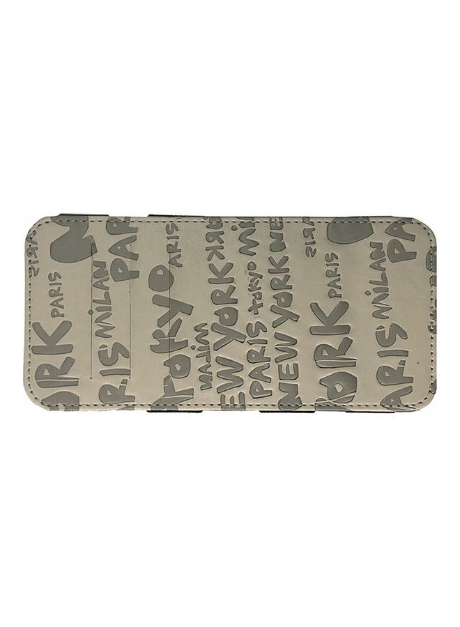 Unisex Letter Print Faux Leather Money Cash Clip Wallet ID Credit Card Holder Grey