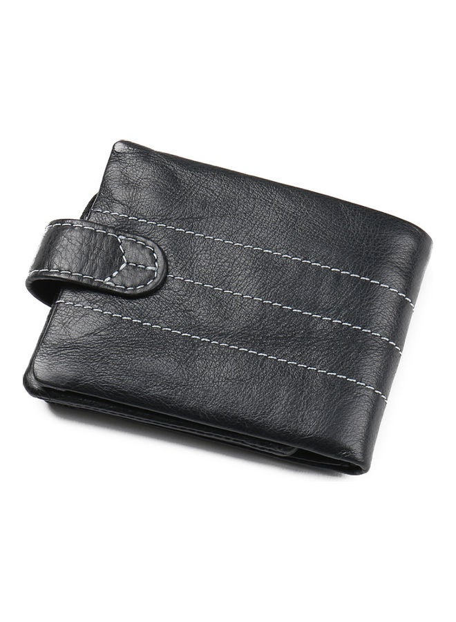 Snap Detail Leather Wallet Black