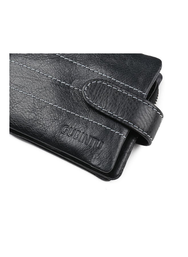 Snap Detail Leather Wallet Black