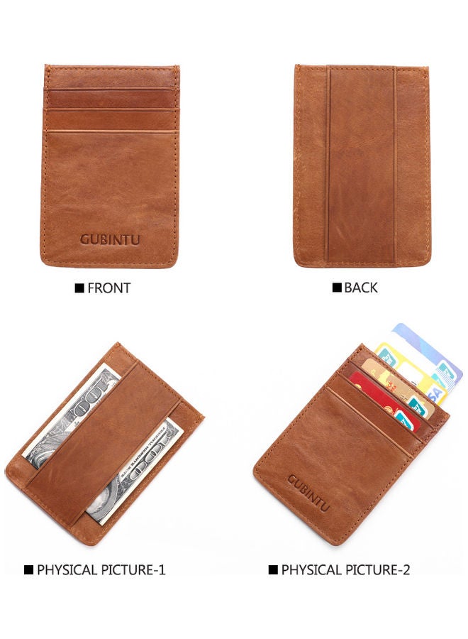 Leather Card Holder Brown