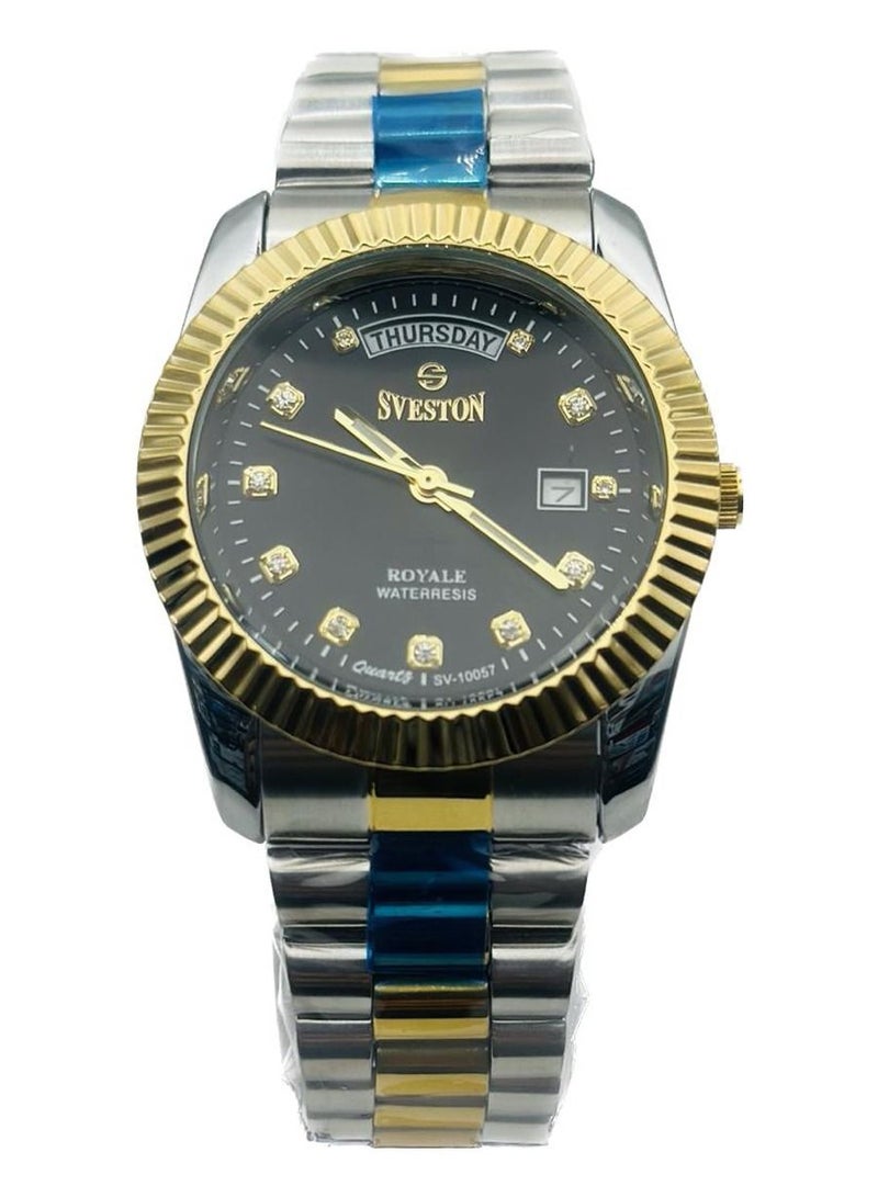 Sveston Mens Two Tone Stainless Steel Quartz Watch SV 10057