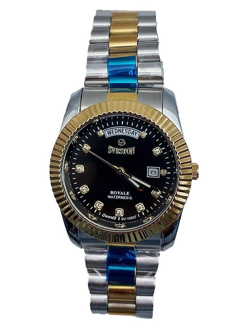 Sveston Mens Two Tone Stainless Steel Quartz Watch SV 10057