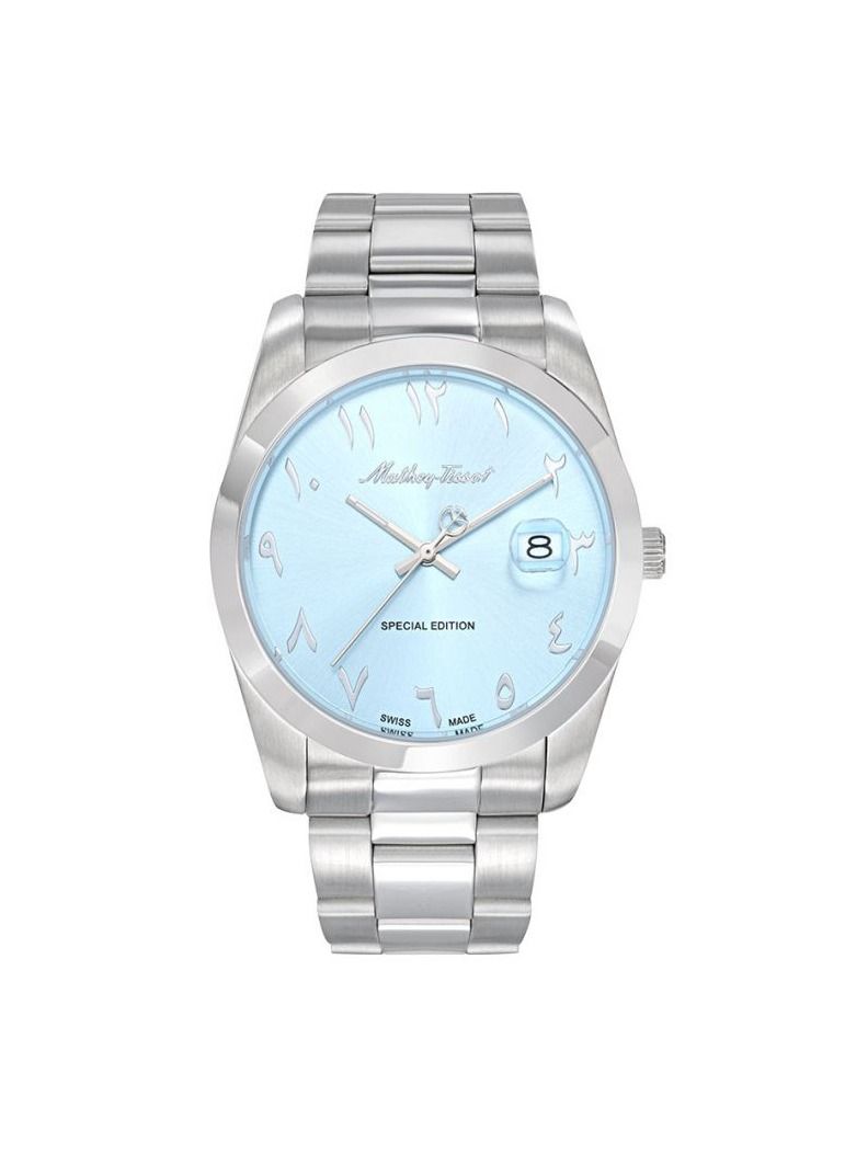 Mathey-Tissot Mathy Orient Quartz Arabic Blue Dial Men's Swiss Watch H450APSK