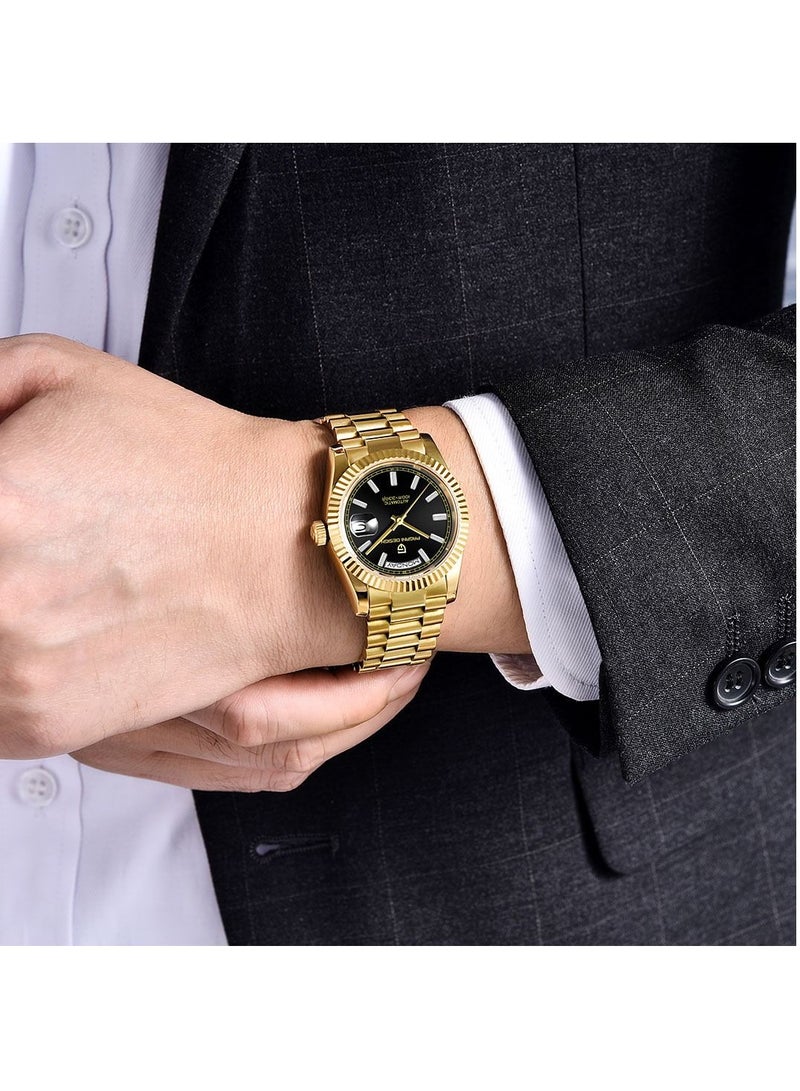 Men’s Luxury Automatic Watches,Stainless Steel Sapphire Glass 100M Waterproof Mechanical Wristwatch ST16 Japanese Movement Business Watch Gift for Men