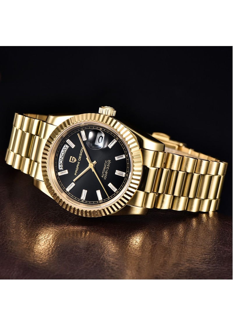 Men’s Luxury Automatic Watches,Stainless Steel Sapphire Glass 100M Waterproof Mechanical Wristwatch ST16 Japanese Movement Business Watch Gift for Men
