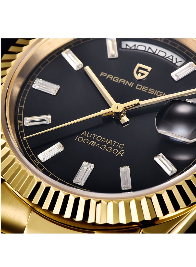 Men’s Luxury Automatic Watches,Stainless Steel Sapphire Glass 100M Waterproof Mechanical Wristwatch ST16 Japanese Movement Business Watch Gift for Men