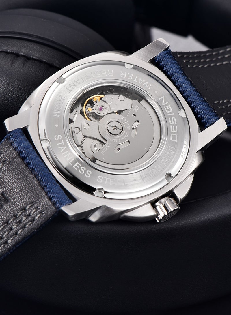 Men’s Automatic Watches 43mm Mechanical Skeleton Waterproof Sports Wrist Watch for Men Blue